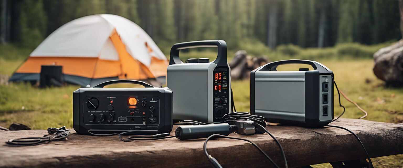 Portable power station usage at campsite